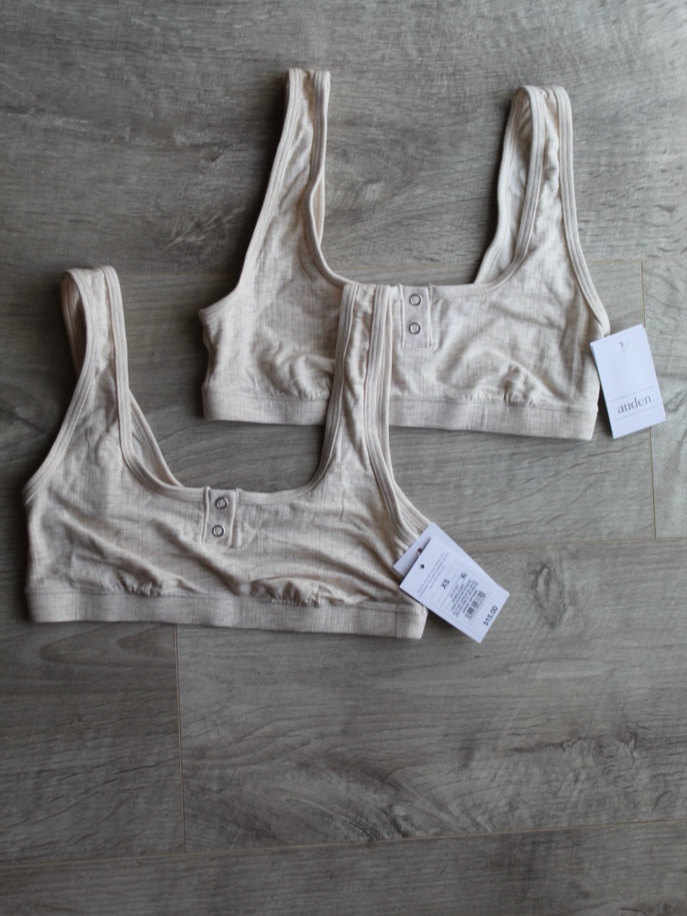 Auden Women's Ribbed Scoop Bralette - set of 2